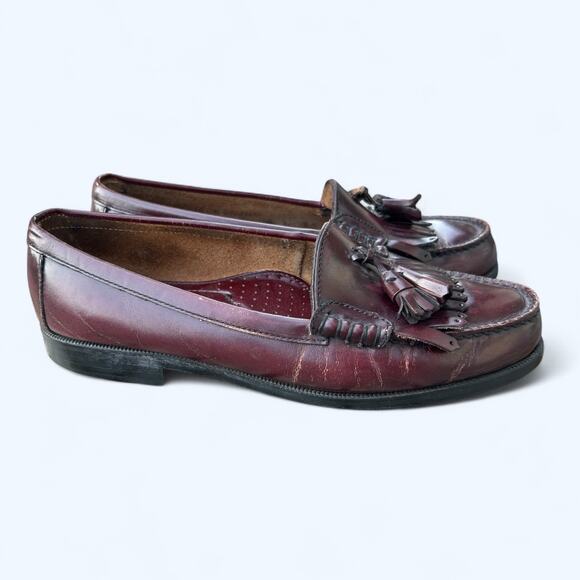 Vintage GH Bass Men's Kiltie Tassel Loafers Walnut Brown  10 N Preppy Academic - Picture 1 of 9